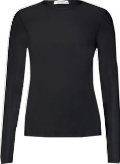 Long-Sleeved Swim T-Shirt Swim T Cover Clothing Long Sleeve Tops With Thumbholes, Long Sleeve Tops With Thumbholes And Minimal Stretch, Black Long Sleeve Tops With Thumbholes, Black Long Sleeve Crew Neck Top With Thumbholes, Long Sleeve Top With Thumbholes And Minimal Stretch, Sleek Long Sleeve Top With Thumbholes, Stretch Solid Color Rash Guard With Crew Neck, Stretch Long Sleeve Rash Guard For Athleisure, Stretch Long Sleeve Rash Guard Athleisure