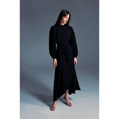 Buy Mia Black Midi Dress - Women Dress for only $90.30 at By Baano! Black Belted Evening Dress, Elegant Belted Midi Dress, Long Sleeve Midi Dress For Date Night, Chic Belted Evening Maxi Dress, Chic Belted Maxi Dress For Night Out, Belted Long Sleeve Midi Dress For Night Out, Fall Evening Asymmetrical Maxi Dress, Chic Evening Belted Maxi Dress, Belted Maxi Dress For Night Out