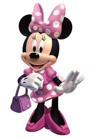 a minnie mouse figurine holding a handbag