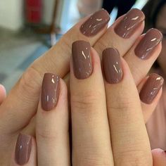 Brown nails Nail Paint Shades, Bentuk Alis, Brown Nail Polish, Brown Nail, Blush Nails