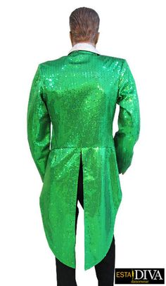 Sequin Tailcoat - Le Frac Pailleté Vert This sequin tailcoat is tailor-made to your individual measurements to get the perfect fit. It is a true eye-catcher! On stage you will shine like a star and captivate the attention of your audience instantly with this sparkling tailcoat.custom tailcoat, handcrafted especially for youYou can pick colors and select options!glittering sequin fabricWashing: Hand wash with cold waterMeasuresWe need the following measurements from you:Full bust Under bust Waist Fitted Glitter Long Sleeve Outerwear, Fitted Sequin Outerwear For Holidays, Fitted Long Sleeve Glitter Outerwear, Fitted Sequin Blazer For Costume Party, Glitter Fitted Outerwear For Party Season, Fitted Disco Outerwear For Party Season, Fitted Disco Outerwear With Sequins, Fitted Sequin Disco Outerwear, Holiday Sequined Outerwear For Costume Party