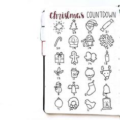 a notebook with christmas doodles on it