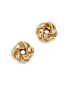 Bloomingdale's Love Knot Stud Earrings in 14K Yellow Gold- 100% Exclusive Gold-tone 14k Gold Earrings For Anniversary, Knot Jewelry, Anniversary 14k Gold-tone Earrings, Chic Gold Jewelry With Butterfly Knot, Gold Knot Necklace, Gold Love Knot Earrings, Heart Beat Ring, Gold Bangle Set, Bvlgari Jewelry