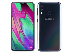 two samsung phones side by side, one is purple and the other is blue with an abstract