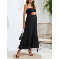 Elevate your maternity wardrobe with the WhizMax Sleeveless Maternity Dress, perfect for any special occasion from baby showers to photoshoots. This elegant black maxi dress features a flattering spaghetti strap design and a smocked, tiered silhouette that gracefully accommodates your changing figure throughout all stages of pregnancy and beyond.

- Material: Lightweight and breathable fabric for maximum comfort
- Color: Classic black
- Gender: Female
- Size: Large
- Style: Sleeveless, spaghetti Baby Shower Photoshoot, Dress For Baby Shower, Shower Photoshoot, Maternity Wrap Dress, Long Sleeve Maternity Dress, Maternity Long Dress, Maternity Dresses Summer, Maternity Wardrobe, Summer Spaghetti