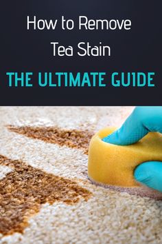 the ultimate guide to removing tea stain from carpet with cleaning gloves and sponges on it