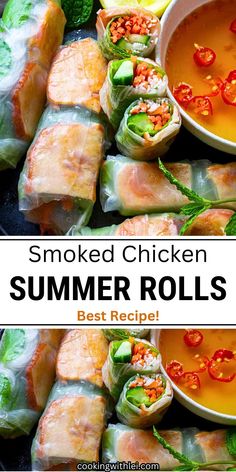 Chicken breast recipe, Healthy chicken recipes, Smoked chicken recipes, Leftover chicken recipes, Smoked chicken breast, Smoked chicken breast recipe, Summer rolls recipe, Spring roll recipe