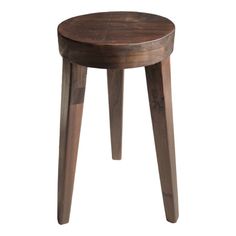 small wooden stool with legs on white background