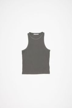 <div>Tank top is cut to a fitted unisex fit and below waist length. Crafted from waffle with a garment-dyed finish. Detailed with an Acne Studios logo patch on the centre back.</div> Casual Washed Black Crew Neck Tank Top, Relaxed Fit Ribbed Athleisure Tops, Sporty Ribbed Top With Relaxed Fit, Sporty Ribbed Relaxed Fit Tops, Ribbed Cotton Tops With Relaxed Fit, Basic Ribbed Cotton Tops, Relaxed Fit Ribbed Cotton Top, Ribbed Cotton Tops For Streetwear, Casual Ribbed Tank Top For Streetwear