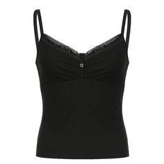 Please refer to our sizing chart for a guideline when choosing a size. 5 business days order processing time. 70% cotton 30% polyester. Authentic Outfits, Backless Cami Top, Top With Buttons, Black Cami Top, Mesh Tops, Lace Cami Top, Lace Straps, Looks Black, Cropped Cami