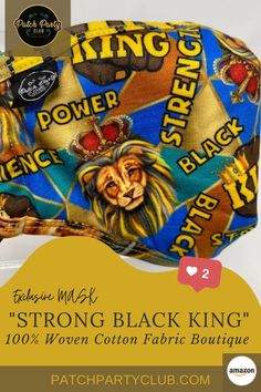 a bag with a lion on it and the words strong black king printed on it