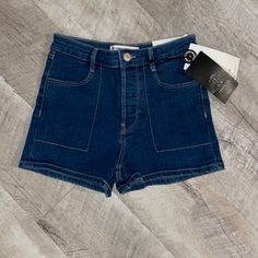 New With Tags. Zara Denim Shorts In Dark Blue Zara Blue Shorts With Pockets, Zara Denim Blue Shorts With Pockets, Zara Cutoff Denim Blue Shorts, Zara High-waisted Jean Shorts With Pockets, Zara High-waisted Denim Blue Shorts, Zara Shorts, Jean Shorts, Denim Shorts, Dark Blue