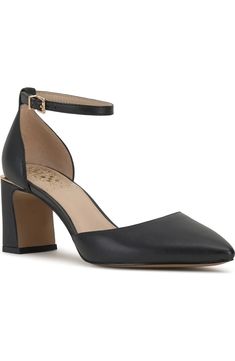 Vince Camuto Hendriy Ankle Strap Pointed Toe Pump (Women) | Nordstrom Formal Ankle Strap Block Heels With Stacked Heel, Ankle Strap Heels For Work, Medium Width, Ankle Strap Block Heels For Work, Workwear Heels With Stacked Heel And Ankle Strap, Ankle-high Stacked Heel Block Heels For Evening, Evening Ankle-high Block Heels With Stacked Heel, Court Shoes With Ankle Strap And Heel Strap, Ankle-high Block Heels With Stacked Heel For Evening, Ankle-high Block Heels With Stacked Heel For Formal Occasions