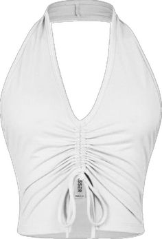 Seamless V-neck Halter Top For Summer, Summer Ruched Elastane Tank Top, Ruched Elastane Tank Top For Summer, Summer Seamless V-neck Halter Top, Summer Sleeveless Halter Top, Summer Sleeveless Elastane Halter Top, Sleeveless Elastane Halter Top For Summer, Spring Sleeveless Elastane Halter Top, White Stretch V-neck Halter Top