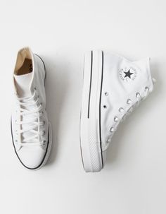 CONVERSE Chuck Taylor All Star Lift Platform Womens High Top Shoes - WHITE | Tillys Converse Shoes White High Top, All White Converse, All Black High Tops, White Platform Converse, White Chuck Taylors, White High Top Converse, Womens High Top Shoes, College Packing, Themed Rooms