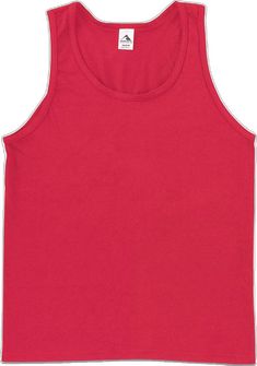 Red Cotton Sporty Tank Top, Red Cotton Racerback Tops, Basic Red Tank Top For Summer, Casual Red Cotton Tank Top, Solid Cotton Crew Neck Vest, Solid Crew Neck Cotton Vest, Cotton Crew Neck Vest, Cotton Tank Vest For Sports, Cotton Racerback Top