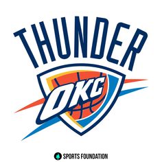 the thunder basketball team logo on a white background