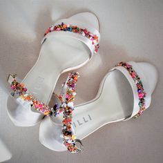 Colorful Crystals Wedding Shoes Pearl White Genuine Leather - Etsy White Low Heel Sandals For Party, Embellished Open Toe Heels For Wedding, White Heels For Summer Gala, White Summer Heels For Gala, White Sandals For Wedding Guests With Open Heel, White Open Heel Sandals For Wedding Guest, White Embellished Sandals For Gala, White Embellished Open Heel Heels, White Open Toe Wedding Shoes For Gala