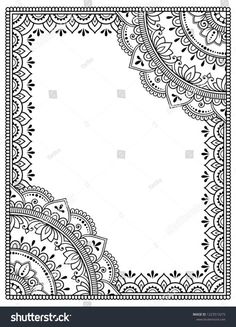 an ornate black and white frame with paisley patterns