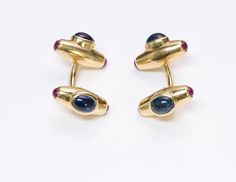 Sapphire Ruby 18K Gold Cufflinks Vintage Sapphire Ruby 18K yellow gold cufflinks. Approximate Measurements: Length 1.2", Width 0.7" Weight: 22.4 Grams Vintage Sapphire, Genuine Love, Gold Cufflinks, Vintage Cufflinks, Cuff Links, Buy Vintage, Antique Jewelry, Cufflinks, Ruby