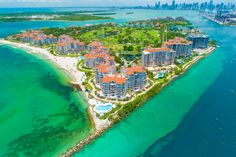 an aerial view of the resort and its surrounding area in miami beach, fla