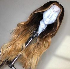 Wig Fashion  Long Wavy   Synthetic Hair Wig - Brown and blonde highlighted wig. 7426757268457  eBay Hairstyles Layered, Blonde Dreadlocks, Lux Hair, Dark Brown Ombre, Pearl Look, Straight Human Hair Bundles, Black Bob, Long Hairstyle, Perfect Hairstyle