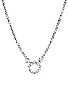 David Yurman Amulet Vehicle Box Chain Necklace Round Amulet Necklace With Box Chain, Formal Jewelry With Round Pendant Box Chain, Formal White Gold Amulet Necklace, Timeless Necklace With Box Chain And Round Pendant, White Gold Round Box Chain Necklace, Formal Round Pendant Necklace With Box Chain, Silver Chain Necklace With Round Pendant, White Gold Box Chain Necklace, Engraved White Gold Round Chain Necklace