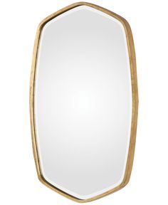 a mirror that is made out of wood and has gold trimming on the edge