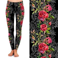 These Fancy Roses Side Floral Leggings with Pockets feature a unique side design adorned with elegant roses. Made with high-quality material, they offer both comfort and style. Perfect for adding a touch of sophistication to your wardrobe. Side Design, Shirts For Leggings, Leggings With Pockets, Womens Leggings, Green Ribbon, Hooded Blanket, Floral Leggings, Black Design, Outfits With Leggings