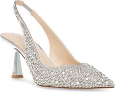 Glamorous Slingback Pumps With 4-inch Heel, Formal Rhinestone Slingback Pumps With Pointed Toe, Formal Rhinestoned Pointed Toe Slingback Pumps, Glamorous Crystal-embellished Slingback Pumps, Glamorous Sparkling Slingback Pumps, Sparkling Slingback Heels For Formal Occasions, Hair Ornaments, Slingback Pump, Women's Pumps