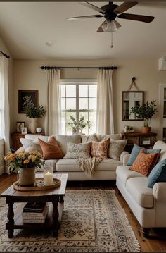 Rustic And Boho Living Room, Living Room Decor Boho Farmhouse, Boho Farmhouse Decor Living Room, Farmhouse Updates, Cottage Living Room Decor, Boho Rustic Living Room, Small Farmhouse Living Room, Vintage Farmhouse Living Room, Modern Cottage Living Room