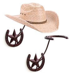 PRICES MAY VARY. Western Decor Hat Rack—This cowboy hat organizer features an unique design that combines elements of the western horseshoes and stars. With its malleolar stria finish surface and antique bronze color, it exudes the authentic style of the Wild West. Even without a cowboy hat, it becomes a small piece of art on your wall. Display Cowboy Hat in 2 Way—There are about 6.2 inch distance from the wall, which means that it won't misshapen your cowboy hat brims. Also you can showcase you Cowboy Hat Hanger, Cowboy Hat Holder, Metal Cowboy, Living Room Men, Cowboy Hat Rack, Hat Organizer, Western Wall Decor, Hat Hanger, Hat Holder