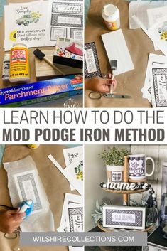 how to do the mod podge iron method with pictures and text overlays