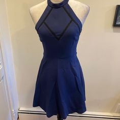 Bcbg High Neck Flared Dress Size 0 23" From Armpit Long Flared Dress, Flare Dress, Colorful Dresses, High Neck, Color Blue, Womens Dresses, Dresses, Women Shopping, Blue