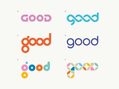 four different types of logos with the words good, good and bad written on them