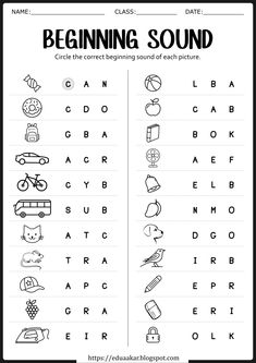 the beginning sound worksheet for children to practice their handwriting and writing skills with