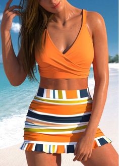 Color:Orange;Size:S;Size:M;Size:L;Size:XL;Bra Style:Padded;Support:Wire Free;Pad Style:Removable;Strap Style:Adjustable;Package Contents:1 X Bra , 1 X Pantskirt;Occasion:Sport; Casual Orange Sleeveless Swimwear, Casual Fitted Orange Swimwear, Fitted Orange Tankini For Summer, Orange Stretch Tankini For The Beach, Stretch Orange Tankini For Beach, Orange Stretch Summer Tankini, Fitted Orange Triangle Top Tankini, Summer Stretch Orange Tankini, Fitted Orange Tankini With Triangle Top