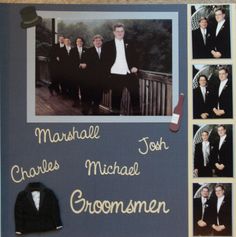 a bulletin board with photos of men in suits and ties