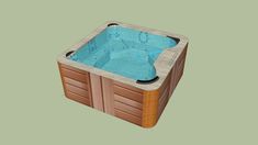 an outdoor hot tub is shown in the shape of a box with drawers on each side