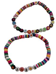 Dave Matthews Band Bracelets For medium to large wrist  Stretch bracelet for approximately 7" wrist:  -Labor Dave Weekend -N1 N2 N3 Plastic letter beads and plastic beads Elastic stretch cord Friendship Beaded Bracelets With Letter Beads, Plastic Bracelets With Letter Beads, Adjustable Multicolor Rave Stretch Bracelet, Wrist Stretches, Dave Matthews Band T Shirt, Band Bracelets, Plastic Letters, Dave Matthews Band, Dave Matthews