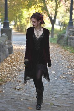 Look The Part Mysterious Aesthetic Outfit, Dark Academia Outfit Casual, Goth Boots Aesthetic, Goth Boots Outfit, Goth Mom Aesthetic, Goth Mom Outfits, Goth Fall Outfits, Witchy Aesthetic Outfit, Fairy Goth Aesthetic