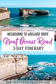 the great ocean road in australia with text overlay