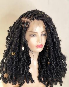 Say no to bad hair days with our premium quality wig, 100% hand made to perfection by experienced team of braiders. This Wig gives people an illusion that you just stepped out of the braider's shop. It is a perfect protective style for all hair types. It is very easy to wear and Ideal for busy people who do not want to sit for hours getting a protective style. It's also suitable for those suffering from Alopecia or hair loss. Customisations are welcomed, please message us with any requirements.  Cap is also adjustable and can fit all sizes. Baby hair is included. If you do not want baby hair, you can cut it off completely. Materials: Kanekalon braids extentions, human hair lace, Wig cap with straps, Elastic band  Care: Gently wash and condition your wig with mild shampoo. When washing your Butterfly Locs Medium Length, Locs For Black Women, Butterfly Locs Wig, Textured Locs, Loc Wig, Faux Locs Goddess, Locs Goddess, Messy Locs, Fav Hairstyles