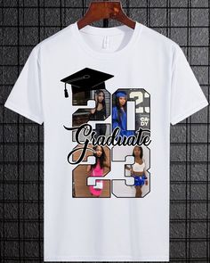 Custom Graduation Photo Shirt add 4 Graduation 2023 photos Customized T Shirts Ideas, Graduate T Shirt Ideas, Graduation Party Shirt Ideas, Senior Graduation Shirts, High School Graduation Tshirt Ideas, Cute Graduation Shirts, Graduation Tshirts Designs, Grad Shirts Ideas, Senior Shirt Ideas Black People