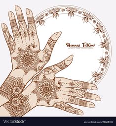 two hands with henna tattoos on the background