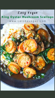 a plate filled with shrimp and vegetables on top of mashed cauliflowers