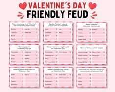 valentine's day printables with the words, friends and family on them