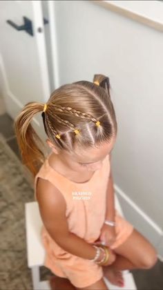 Aynsley Ovard Jorgensen on Instagram: "A simple twist on easy piggies!! Mamas, are we ready for school?!? What hairstyles are we looking for?! 🧡🧡🧡 #hairstyle #toddlerhairstyles #toddlerhair #viralhair #easyhairstyles #schoolhair #pigtails #hairideas #youngmom" Girls Ponytail Hairstyles Kids, Pig Tails Hairstyles Kids, Pigtail Hairstyles For Kids, Girls Simple Hairstyles, Aynsley Ovard, Toddler Pigtails, Aria Hair