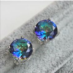 Gorgeous Lab Created Blue Mystic / Fire / Rainbow Topaz With White Gold Filled Setting. 9mm Round Topaz: 0.9*0.9 Cm / 0.35*0.35 Inches Changes Color In The Light, Even Prettier In Person! Brand New Without Tags. Unbranded, Came Directly From Jewelry Wholesaler. Msrp $98 #Eb21702-7 Mystic Topaz Mystical Topaz Fire Topaz Rainbow Topaz Mystic Topaz Jewelry, Pink Topaz Earrings, Morganite Earrings, Mystic Topaz Earrings, Blue Stud Earrings, Cocktail Earrings, Tourmaline Earrings, Topaz Jewelry, Blue Topaz Earrings