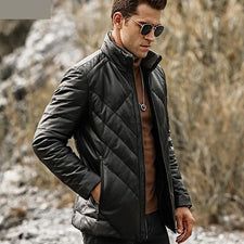 Men's Genuine Lambskin Winter Warm Leather Coat with Removable Collar — GeraldBlack.com Leather Coats For Men, Fur Decoration, Fur Decor, Fur Collar Jacket, Mens Fashion Wear, Removable Collar, Sheepskin Jacket, Winter Outerwear, Real Leather Jacket